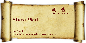 Vidra Ubul névjegykártya